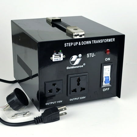 Goldsource STU-1000 AC 110V/220V 1,000W Step-up and Step-down AC Voltage Converter Transformer with 5V USB Port - Maximum Load Capacity: 1,000