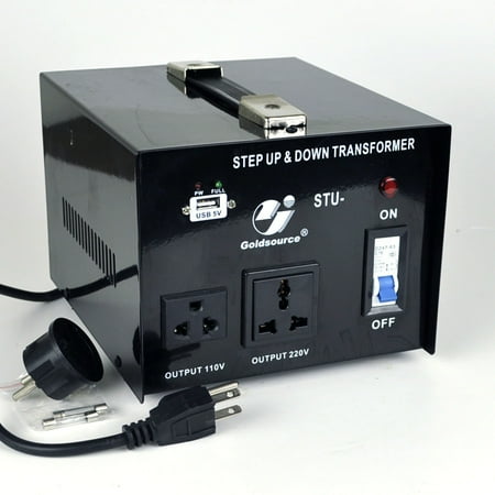 Line Voltage Transformer Goldsource STU-1000 AC 110V/220V 1,000W Step-up and Step-down AC Voltage Converter Transformer with 5V USB Port - Maximum Load Capacity: 1,000 Watts ()