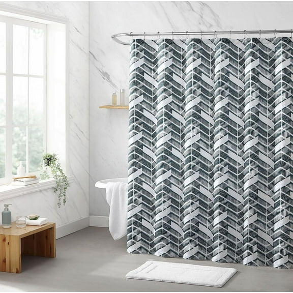 1pc Chevron Fabric Shower Curtain