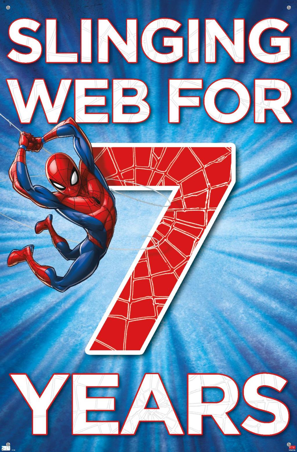 Marvel Spider-Man - Happy 7th Birthday Wall Poster with Pushpins, 22.375" x 34"