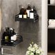 thumbnail image 2 of Estante de almacenamiento para baño montado en la pared Soporte decorativo para baño Organizador de ducha multiusos con pegamento que no deja Juegos de accesorios de baño Negro 20 centímetros Bewildely HA027036-02, 2 of 6