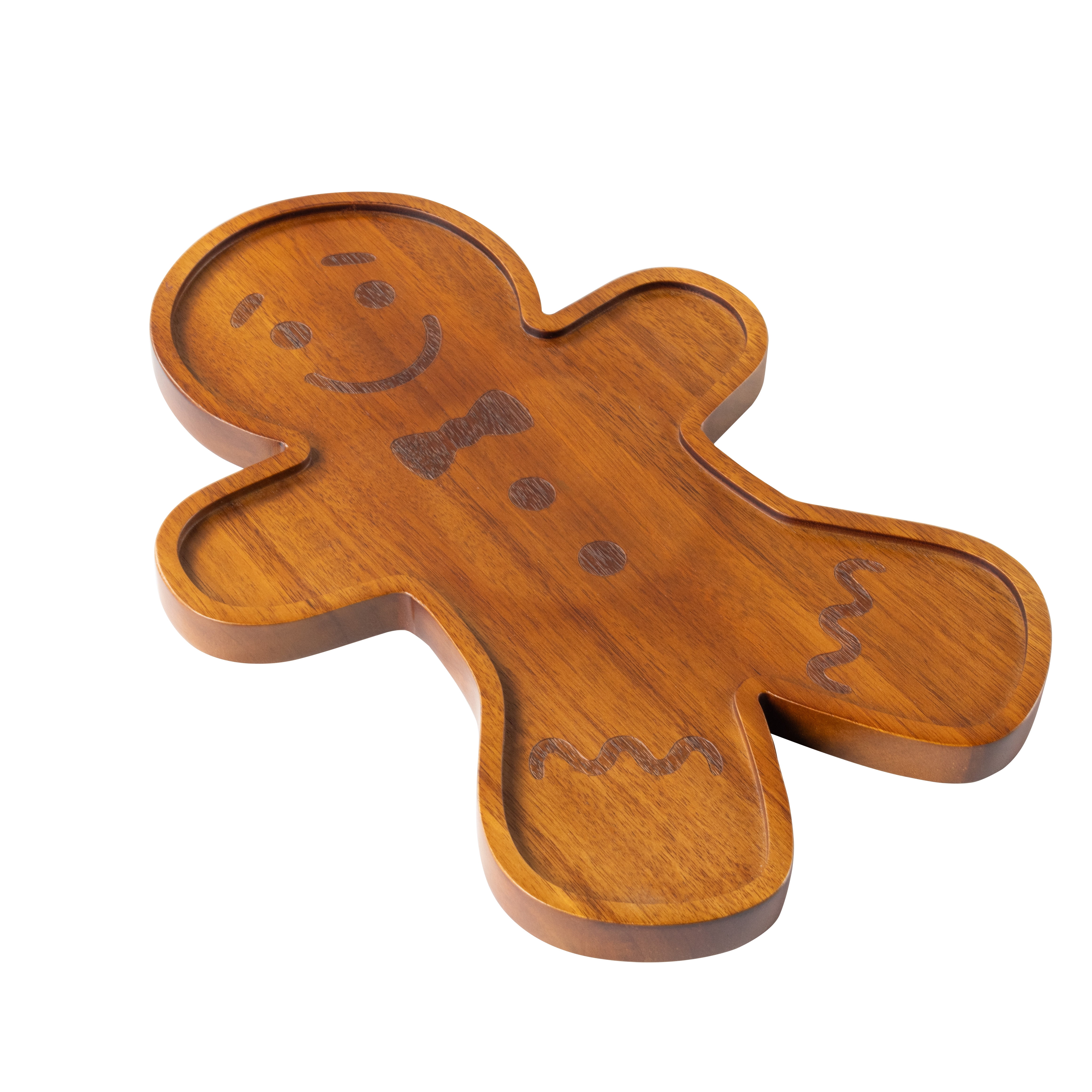 Holiday Time Acacia Wood Gingerbread Man Board, 14 x 9.84 x 0.78 in, Kitchen Serving Board