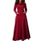 thumbnail image 1 of Vestidos largos lisos con bolsillos y manga larga con lazo para noche de mujer, 1 of 7