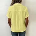 thumbnail image 5 of Edvintorg Button Down Shirts for Women Cotton Linen Turndown Collar Loose Tops Summer Short Sleeve Lightweight Casual Blouse Trendy Womens Clothes Yellow S, 5 of 9