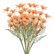 Uxcell 20" Artificial Daisies Silk Flowers Faux Daisy Floral Bouquet Decor, Orange 10 Pack