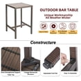 thumbnail image 2 of Outdoor Bar Table Patio Bar Height Bistro Table 39" Tall Outdoor High Top Square Pub Patio Table Wicker Rattan Metal Dinning Bar Table with Adjustable Feet for Balcony Outside Deck Backyard Brown, 2 of 7
