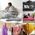 thumbnail image 3 of Clearance Chunky Knit Blanket Chenille Throw Blanket Knitted Throw Blanket for Bed, Sofa & Chair - Soft Chenille Yarn Home Decor Large Knit Throw Blankets(100*120cm, White), 3 of 7