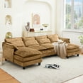 thumbnail image 5 of JONPONY109.54" Modular Sectional Sofa with Double Cushion Sleeper Chaise,Modern Oversized Comfy Boucle Couch with Waist Pillows for Living Room,Brownish Yellow, 5 of 13
