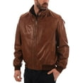thumbnail image 2 of New Mens Leather Brown Jacket Slim Fit Biker Motorcycle Genuine Leather Coat A366, 2 of 4