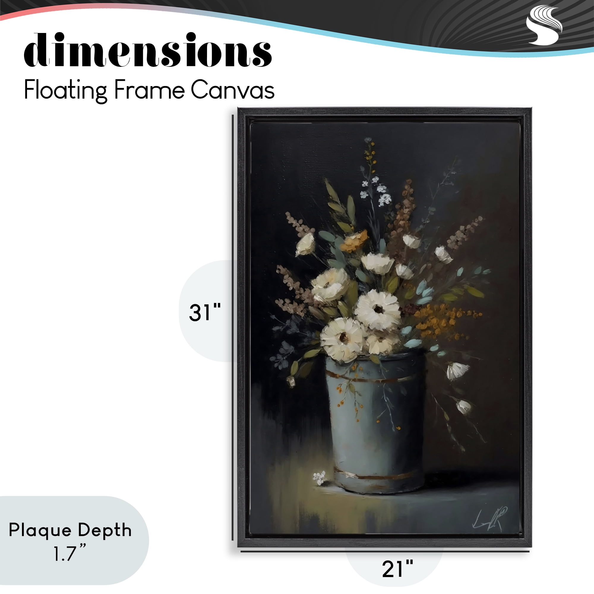 Stupell Industries Rustic Floral Bouquet Bucket Black Framed Floater Canvas Wall Art, design by Creative Studio