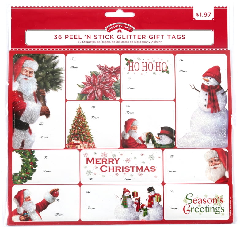 Christmas Gift tag 120 count  Peel & Stick New Choice pattern Dog Cat Santa Snow 