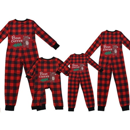 

Autumn and Winter Plaid Print Parent-Child Loungewear Pajamas One-Piece Female