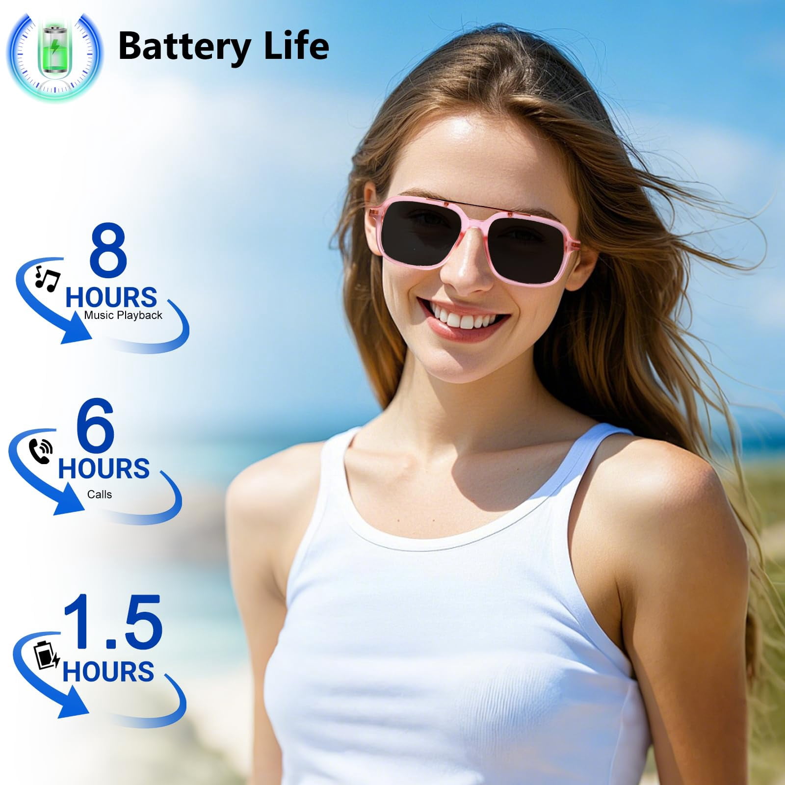 AI Smart Glasses for Men Women, Bluetooth Glasses with 164+ Languages Translation, Color-Change Lens and Hands-Free Calls for Travel Meeting Trade Business