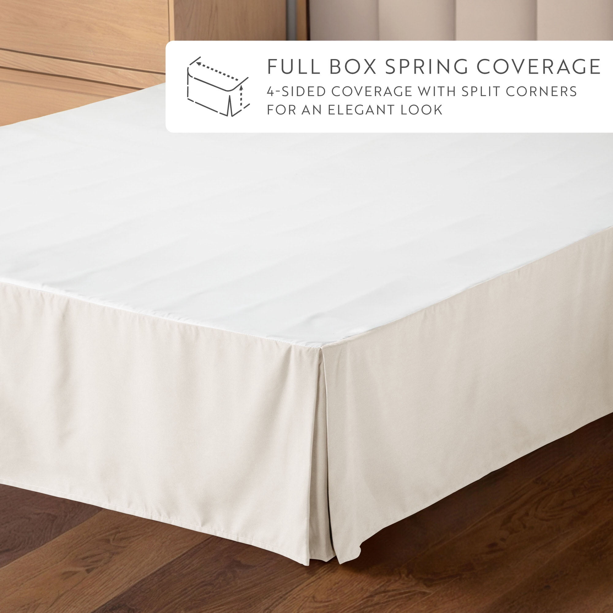 Noble Linens Ivory Pleated Dust Ruffle Bed Skirt, Full