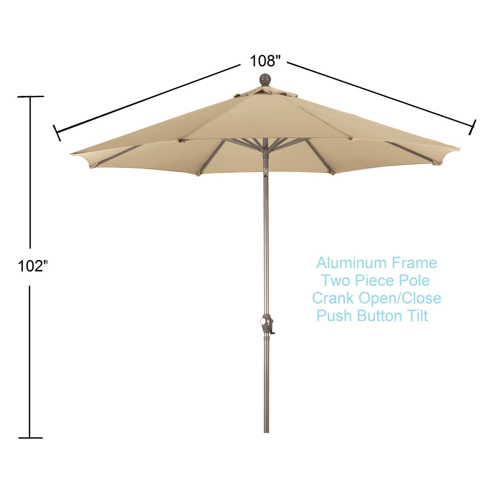 Phat Tommy 9 Ft Aluminum Olefin Patio Umbrella Walmart Com
