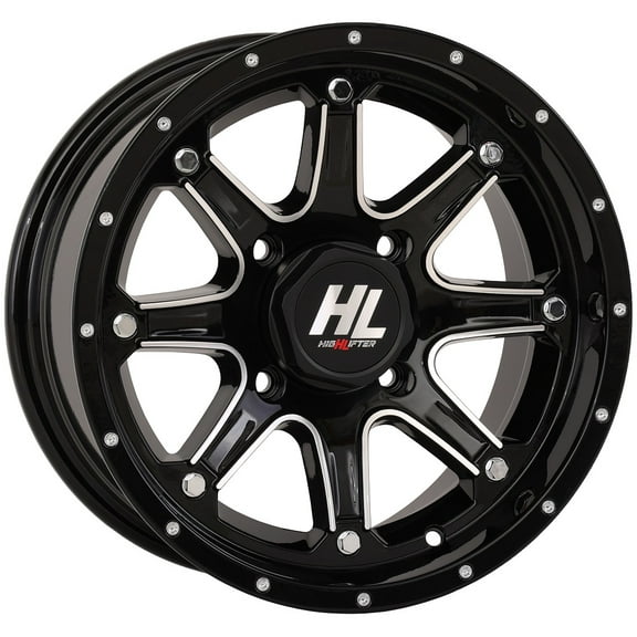High Lifter by STI HL4 14x7 ATV/UTV Wheel - Gloss Black/Machined (4/156) - 4 3