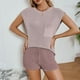 thumbnail image 5 of Bermudas Conjunto de blusa y pantalones cortos para mujer, 2 uds., camisa de punto y pantalones cortos, trajes de punto informales de verano Cgtredaw Púrpura T M para Mujer, 5 of 8