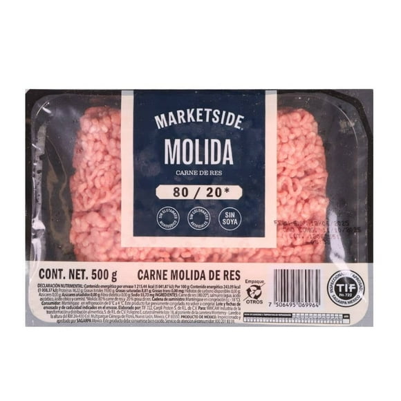 Molida de res 80/20 Marketside 500 g