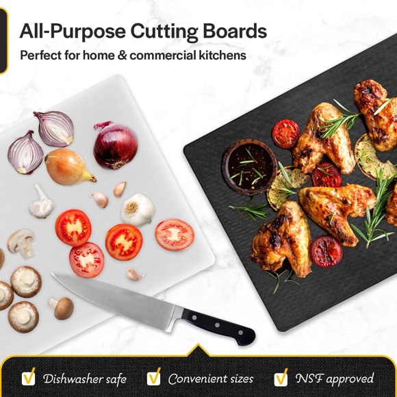 Thirteen chefs cutting Boards for Kitchen - 24 x 18 x 5 Black color coded Plastic cutting Board with Non Slip Surface - Dishwasher Safe chopping Board
