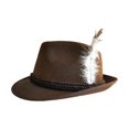 thumbnail image 1 of Sombrero de Octoberfest Vintage para hombres y mujeres, decoraciones de plumas occidentales, Fedora, fieltro, Jazzs para adultos, accesorios de Cosplay, tocado de fiesta, 1 of 4