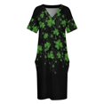 thumbnail image 4 of Vestido/Camiseta con diseño de trébol y bolsillos sueltos para mujer, vestidos de fiesta y novia., 4 of 7