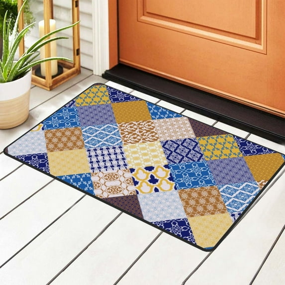 DouZhe Moroccan Ethnic Style Collage Rugs Doormat, Non-Slip Machine Washable Carpets Floor Door Mat , 36" x 24"
