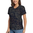 thumbnail image 2 of Vsdgher Copper-Gold Gloss Outline Rose Women Shirts V Neck Short Sleeve Tops T-Shirt Basic Tees, S to 3XLLarge, 2 of 5
