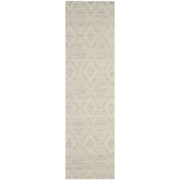 SAFAVIEH Marbella Alicia Geometric Runner Rug, Silver/Ivory, 2'3" x 10'