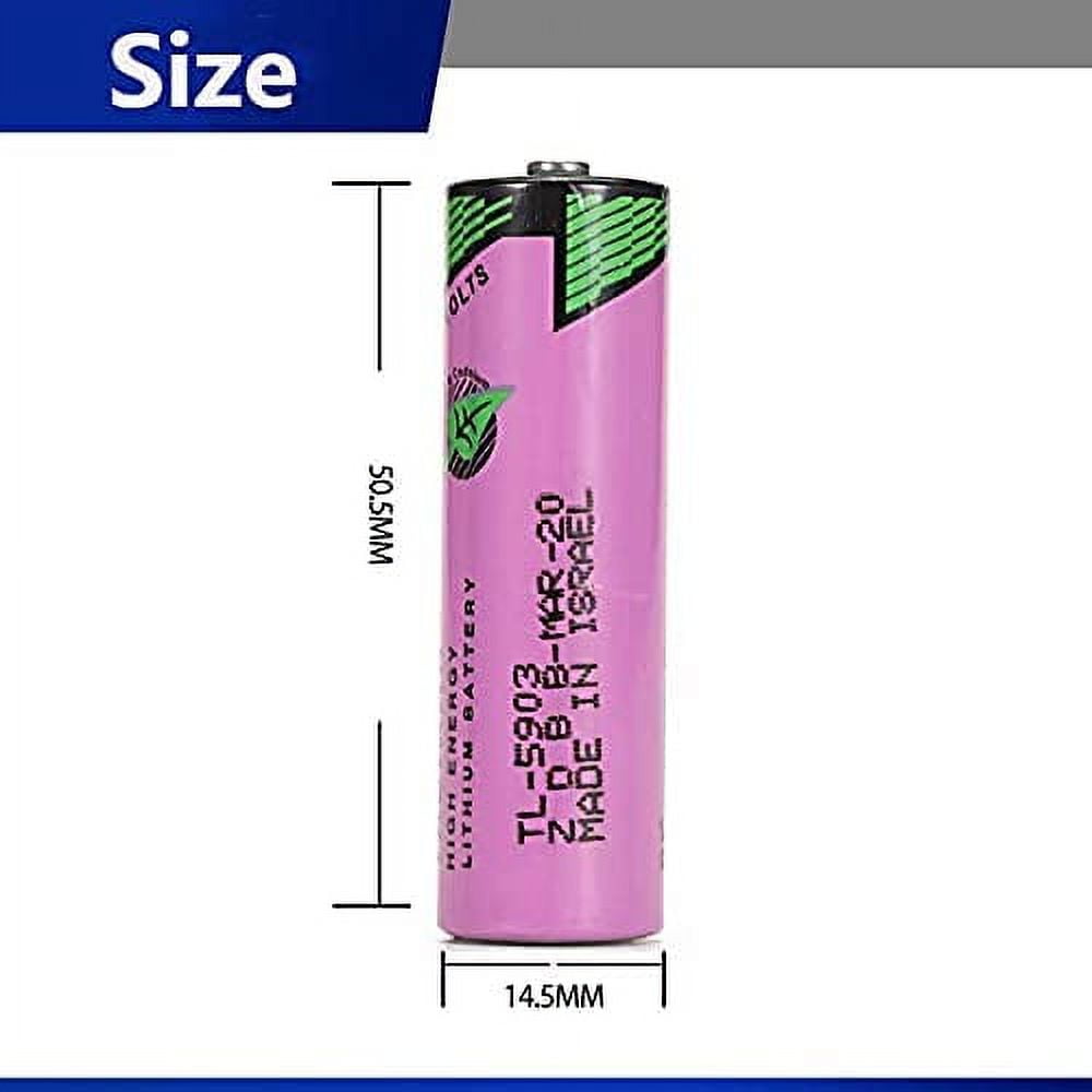 (2-Pack) 3.6V 2400mAh TL-5903 AA Lithium Battery for Tadiran TL-5903 SL-360 S7-400 ER14505 TL-2100 6ES7971-0BA00, for Siemens S7-400 PLC Machine, CNC Machine