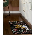 thumbnail image 3 of TOWN & COUNTRY LUXE Livie Floral Drip Everwash® Washable Multi-Use Decorative Rug, Kitchen Rug, Low-Profile Door Mat, Bedroom Rug and Dorm Room Rug with Non-Slip Backing, Black, 24"x40", 3 of 7