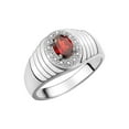 thumbnail image 3 of RYLOS Men's Rings Sterling Silver Classic Halo Of  Diamonds 7X5MM Oval Gemstone Ring Garnet January Birthstone Rings For Men Size 13, 3 of 7
