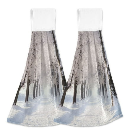 

2 Bathroom Towels Kitchen Towels 18.2x14In Velcro Hand Wipes Dish Cloths & Dish Towels Washroom Towels Face Towel Hand Wipes Big Tree in Winter