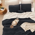 thumbnail image 3 of Full Comforter Set - 4 Pieces Pinch Pleat Bed Set, Black Boho Bedding for All Season, 1 Soft Comforter, 2 Pillowcases, 1 Decorative Pillow, 3 of 7