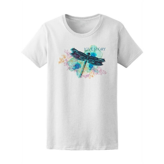 Love Story Watercolor Dragonfly T-Shirt Women -Image by Shutterstock, Female x-Large