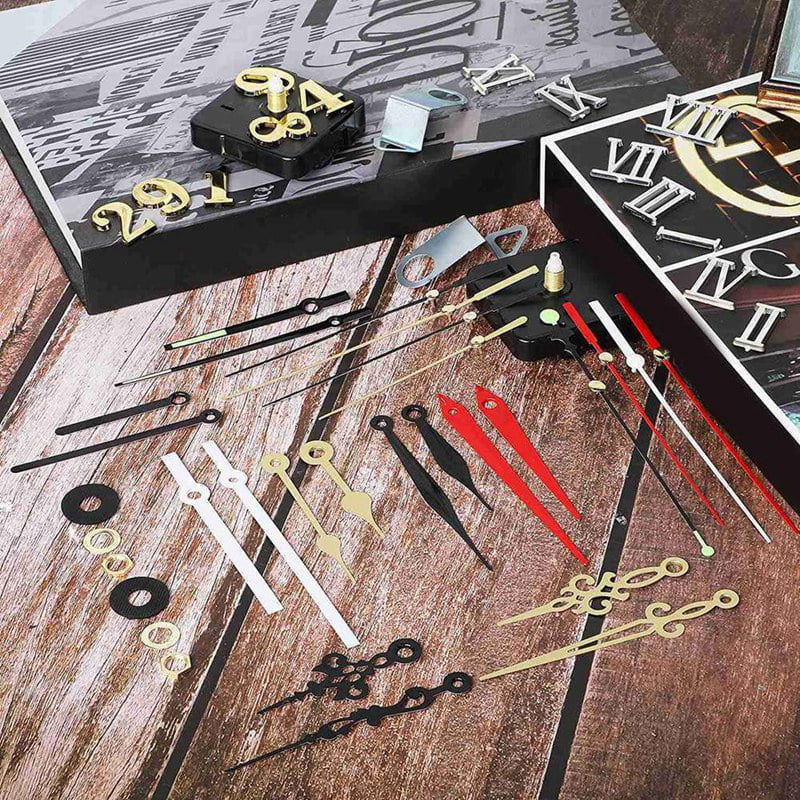 12Pcs 16mm Quartz DIY Wall Clock Movement Mechanism Kit with 16 Different Pairs Hand Diy 12 Clock Numerals Movement Set