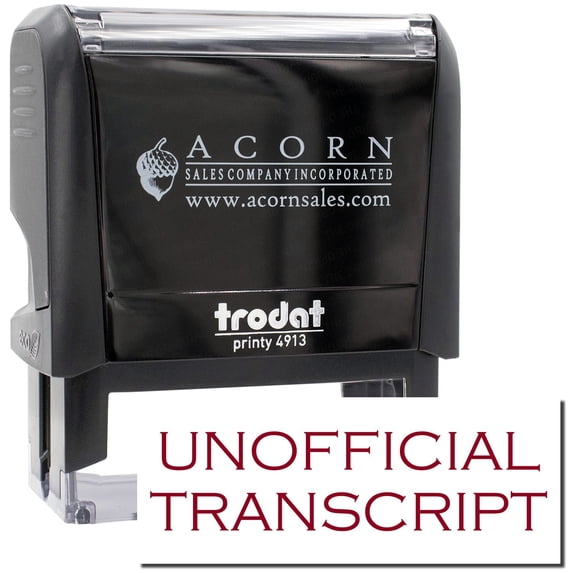 Large Self-Inking Unofficial Transcript Stamp, Trodat Printy 4913, Press and Print Stamping, Impression Size 7/8" x 2-1/4", Up to 10,000 Impressions - Burgundy Ink