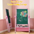 thumbnail image 3 of Art Easel for Kids, Double Sided Magnetic Kids Easel, Adjustable 360°Rotating Whiteboard & Chalkboard for Boys and Girls, Pink, 3 of 9