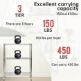 thumbnail image 2 of BestOffice Chrome 3 Shelves 13"D x 23"W x 30"H Wire Shelving, 2 of 7