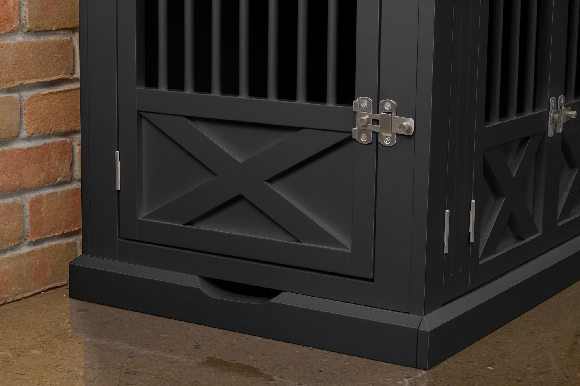 Contemporary Home Living 30.5" Black Rectangular Medium Slide Triple Door Dog Crate