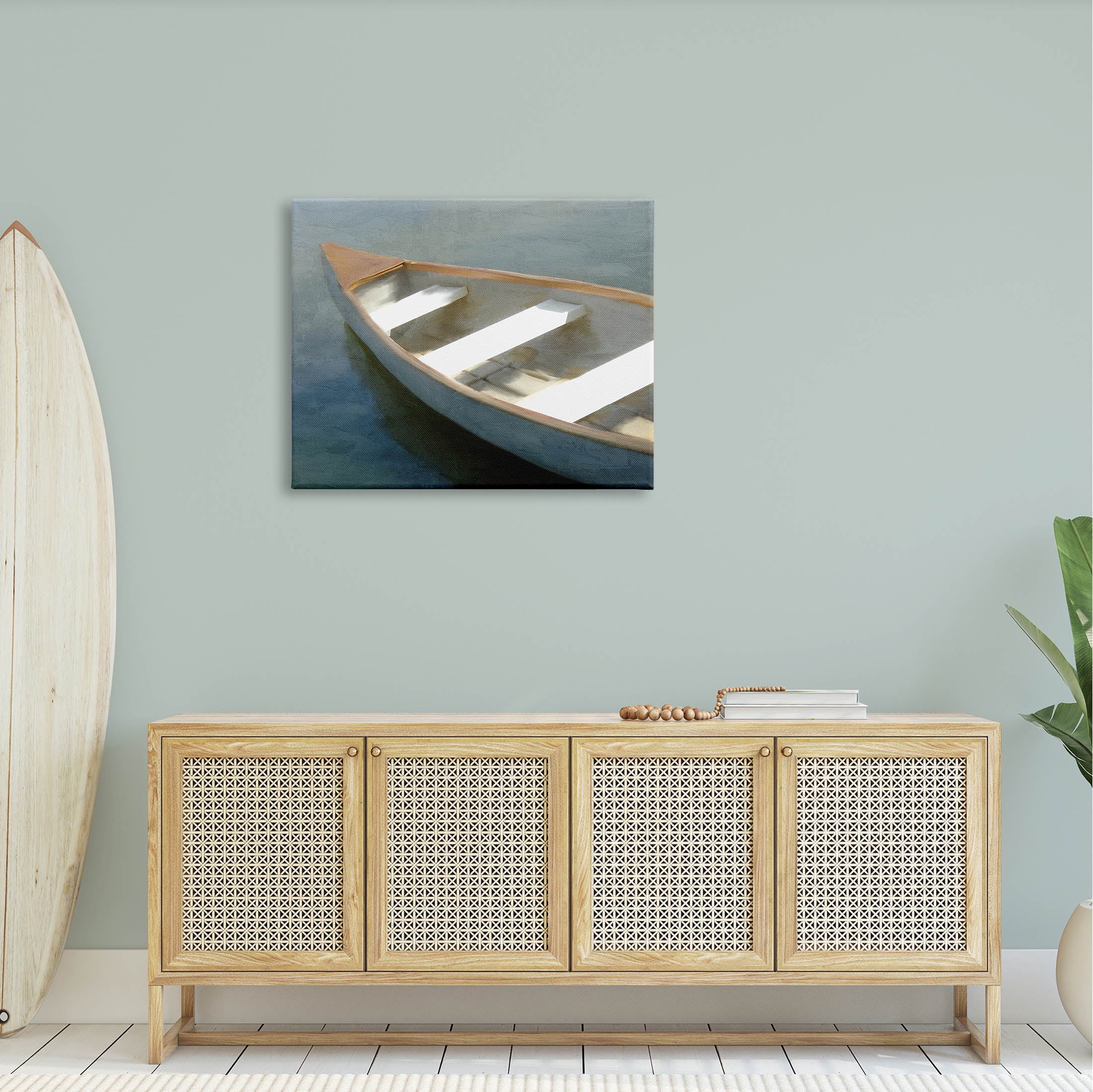Stupell Industries Lone Canoe Boat Floating Deep Lake Painting Gallery Wrapped Canvas Print Wall Art, Design by Kim Allen
