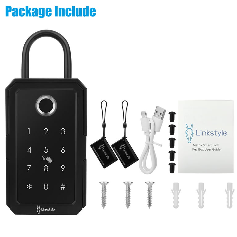 LINKSTYLE Key Lock Box for Outside, Bluetooth Key Lock Box for Realtors and  Airbnb Hosts with 4 Lock Modes (App, Fingerprint, Passcode, Smart key) -  Wifi Hub not included 