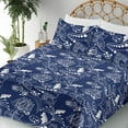 thumbnail image 3 of Oriental Flowers Sheet Set, Chinese Artwork Inspirations Vintage Floral Pattern with Leaves, Fitted & Flat Sheet with Pillowcase Bedding Accent 4 Pcs Set, Full, Dark Lavender White, by Ambesonne, 3 of 5