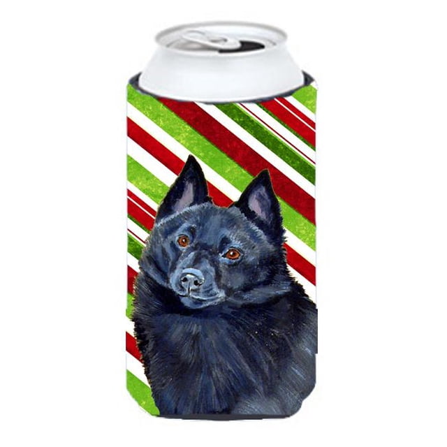 Schipperke Candy Cane Holiday Christmas Tall Boy bottle sleeve Hugger - 22 To 24 oz.
