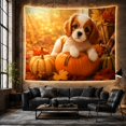 thumbnail image 6 of Cute Puppy on Pumpkin with Maple Leaves, Cozy Rustic Style for Dog Lovers, Harvest Wall Art, Housewarming Gift, Tapestry Wall Hanging for Bedroom, Living Room and Entryway, 6 of 7