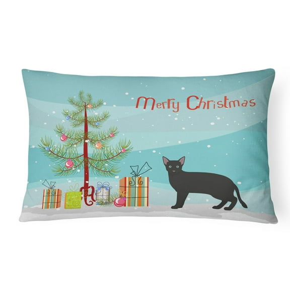 Carolines Treasures CK4697PW1216 Russian White Black 1 Cat Merry Christmas Canvas Fabric Decorative Pillow, 12H x16W,