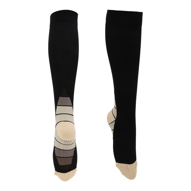 Calcetines de ciclismo Unique Bargains que absorben el sudor, calcetines para bicicleta al aire libre, negros y beige, tamaño L, neutros y universales, 1 par