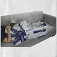 thumbnail image 6 of Vintage Boat Soft Flannel Fleece Blanket, Beach House by the Sea Sunny Summer Mediterranean Climate Artwork Print, Cozy Plush for Indoor and Outdoor Use, 50" x 70", Indigo and White, by Ambesonne, 6 of 6