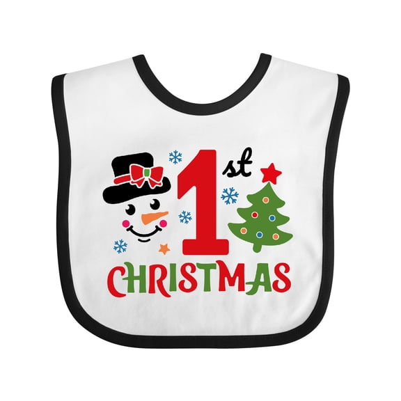 Inktastic 1st Christmas Boys or Girls Baby Bib
