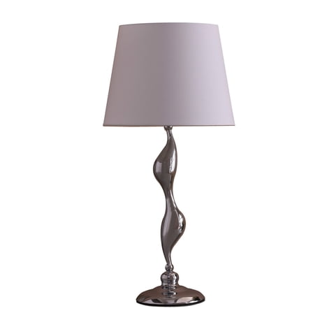 Noaman 24-Inch Silver Table Lamp with Cotton Shade for Home Decor
