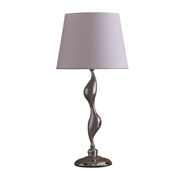 Noaman 24-Inch Silver Table Lamp with Cotton Shade for Home Decor
